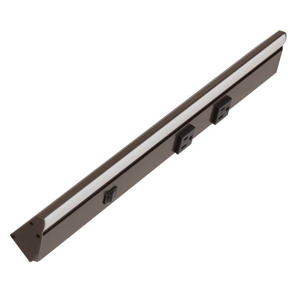 18.5" 6 watt 120 volt Warm White Bronze LED Lighted Power Strip